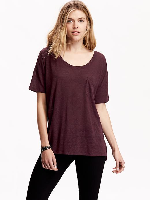 View large product image 1 of 1. Linen-Blend Boyfriend Tee