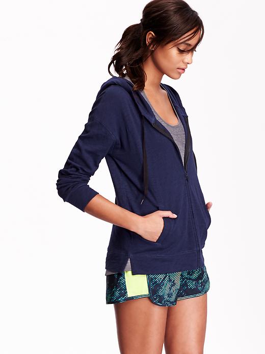 View large product image 1 of 1. Women's Slub-Knit Zip-Front Hoodies