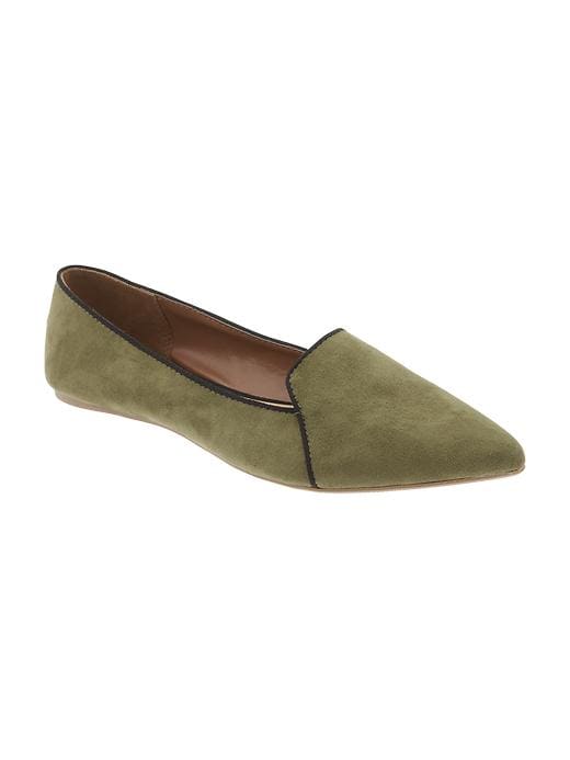 View large product image 1 of 1. Faux-Suede Smoking Flats