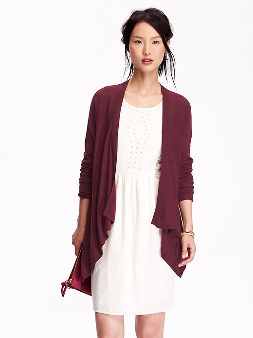 View large product image 1 of 1. Open-Front Handkerchief-Hem Cardigan