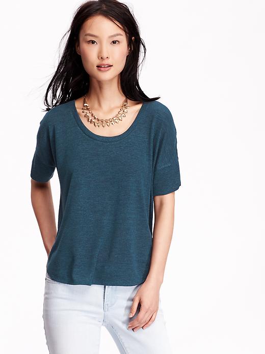 View large product image 1 of 1. Sweater-Knit Short-Sleeve Top