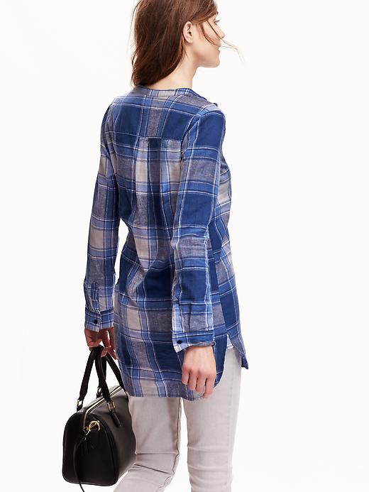View large product image 2 of 2. Plaid Linen-Blend Tunic