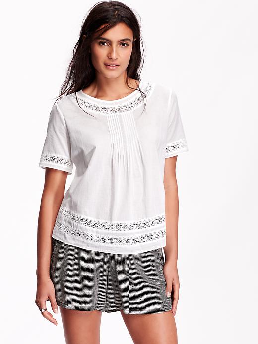 View large product image 1 of 1. Women's Lace-Trim Swing Top