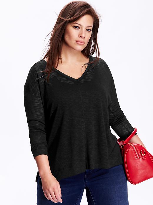 View large product image 1 of 2. Burnout Sweater-Knit Plus-Size Tee