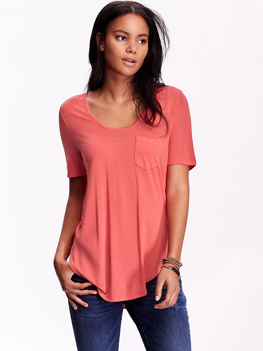 View large product image 1 of 1. Relaxed Curved-Hem Tee