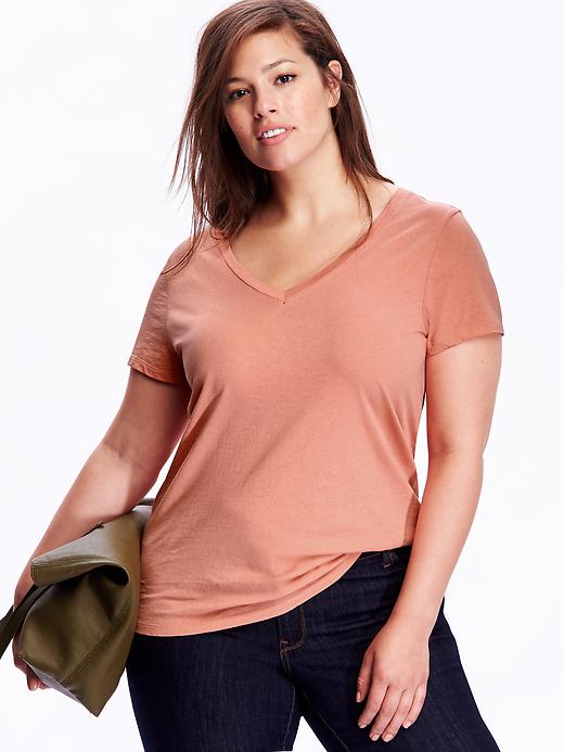 View large product image 1 of 2. Relaxed Plus-Size V-Neck Tee