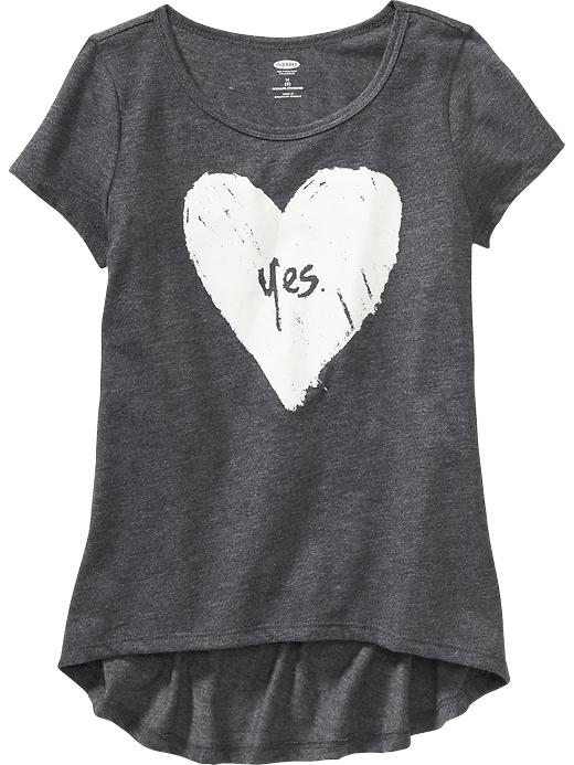View large product image 1 of 1. Girls Hi-Lo Heart-Graphic Tees