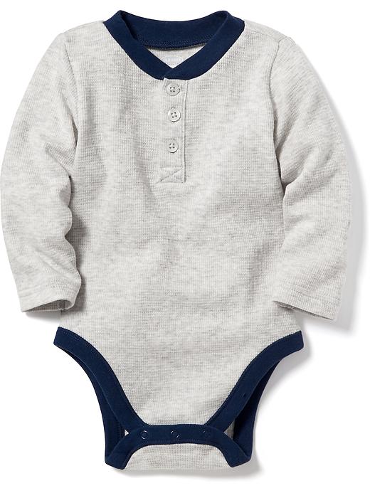 View large product image 1 of 1. Waffle-Knit Henley Bodysuits for Baby
