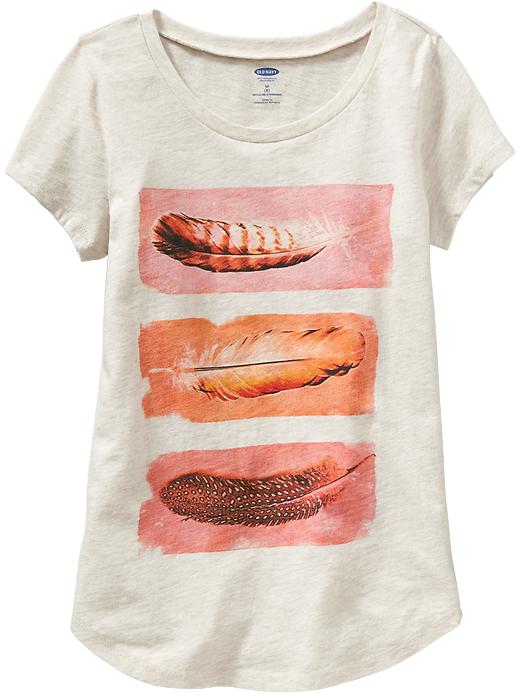 View large product image 1 of 1. Girls Rounded-Hem Graphic Tee