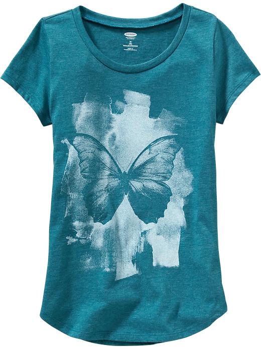 View large product image 1 of 1. Girls Rounded-Hem Graphic Tee