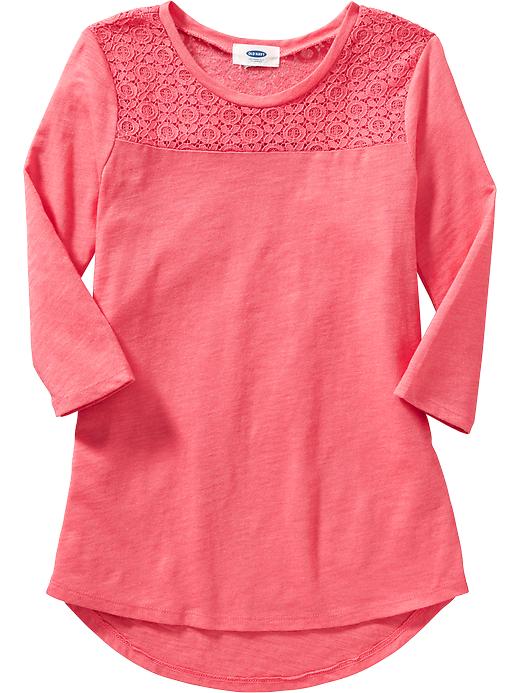 View large product image 1 of 1. Girls Lace-Inset Tunic