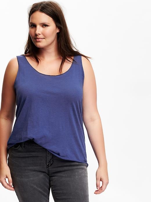 View large product image 1 of 2. Relaxed Raw-Edge Plus-Size Tank