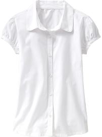 View large product image 3 of 3. Ruched-Sleeve Uniform Shirt for Girls