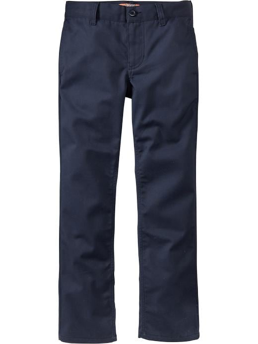 View large product image 2 of 3. Flat-Front Skinny Uniform Khakis for Boys