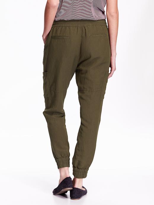 View large product image 2 of 2. Linen-Blend Cargo Joggers