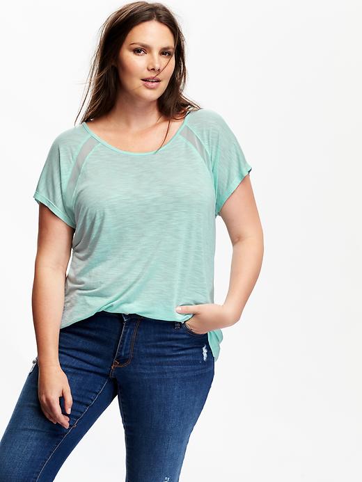 View large product image 1 of 1. Relaxed Mesh-Seam Plus-Size Top