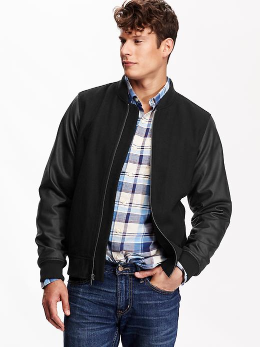 View large product image 1 of 2. Men's Wool-Blend Varsity Jacket