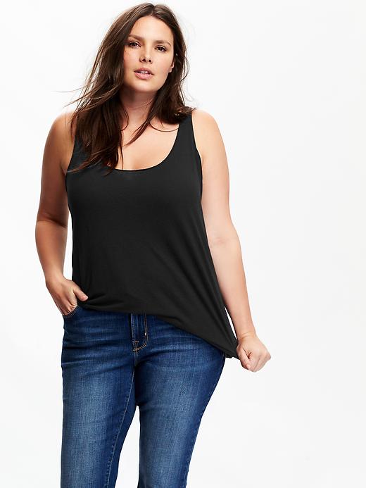 View large product image 1 of 1. Relaxed Raw-Edge Plus-Size Tank