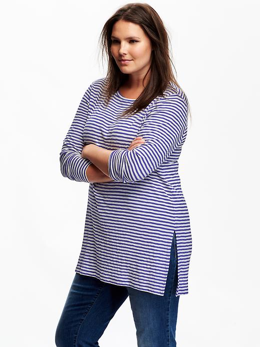 View large product image 1 of 2. Striped Plus-Size Tunic