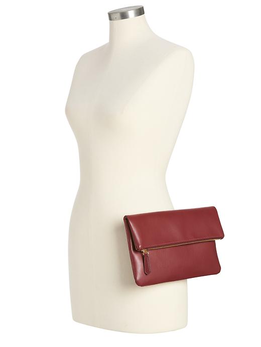 View large product image 2 of 2. Faux-Leather Fold-Over Clutch