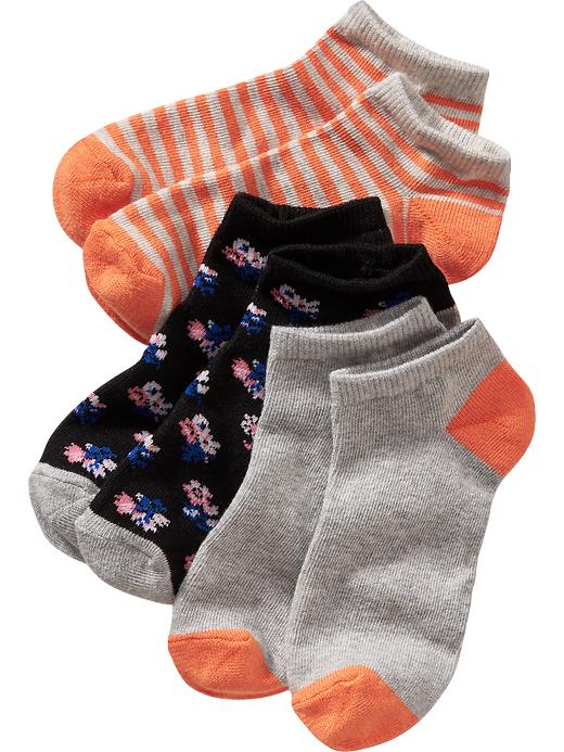 View large product image 1 of 1. Girls No-Show Sock 3-Pack
