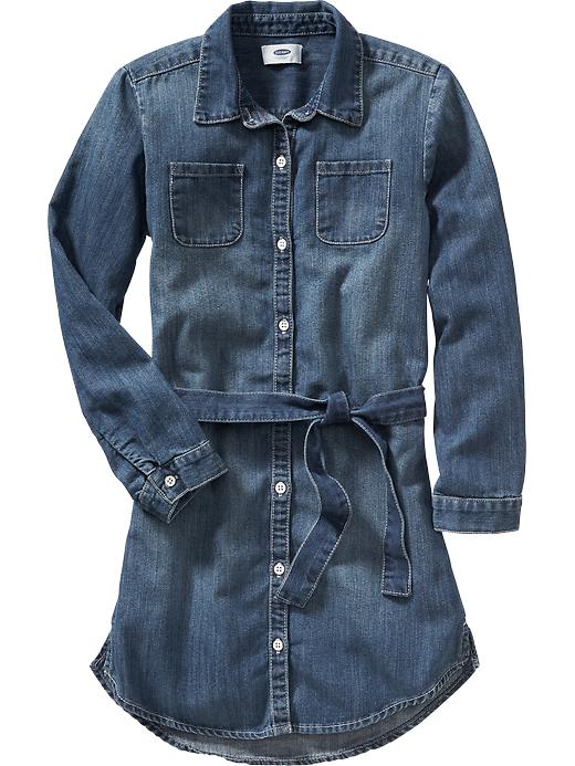 View large product image 1 of 1. Girls Denim Shirt Dress