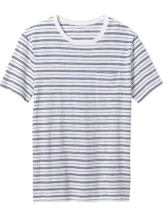 View large product image 1 of 1. Men's Thin-Stripe Slub-Knit Tee
