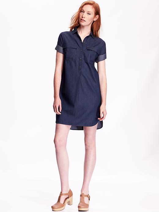 View large product image 1 of 2. Chambray Shirt Dress