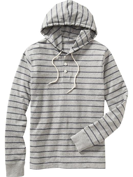 View large product image 1 of 1. Men's Striped Henley Hoodie
