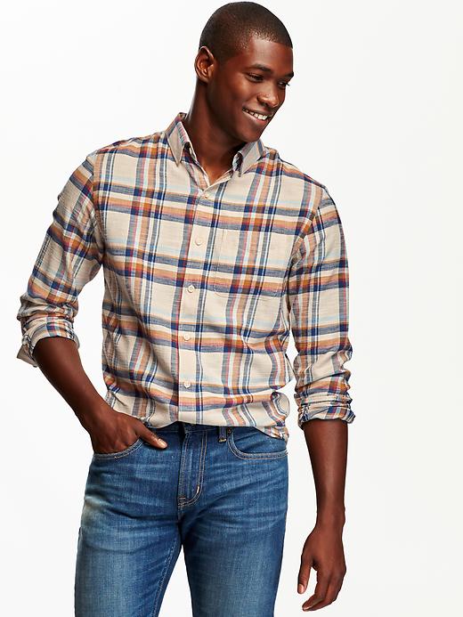 View large product image 1 of 1. Slim-Fit Plaid Twill Shirt