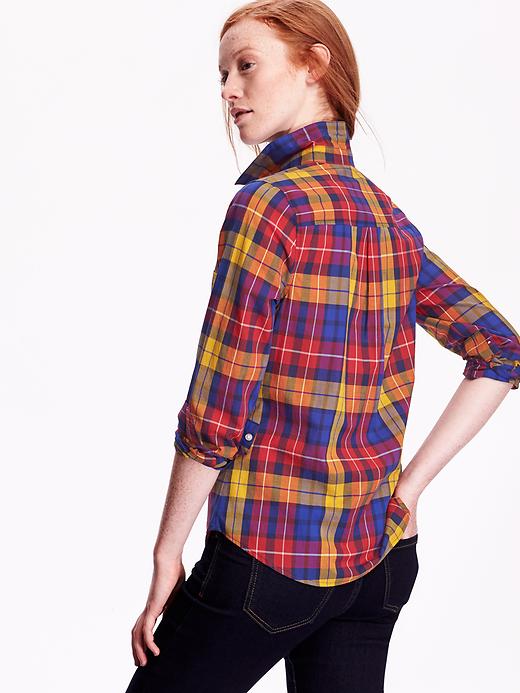View large product image 2 of 2. Classic Plaid Poplin Shirt