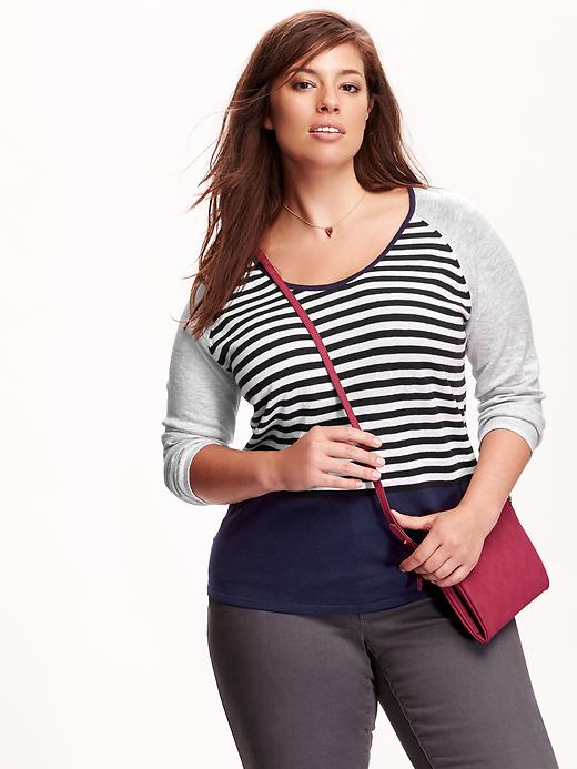 Old Navy Womens Plus Colorblock Sweaters Size 4X Plus - Black stripe top
