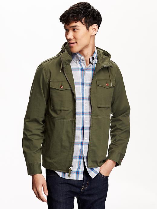 View large product image 1 of 1. Men's Hooded Twill Jacket