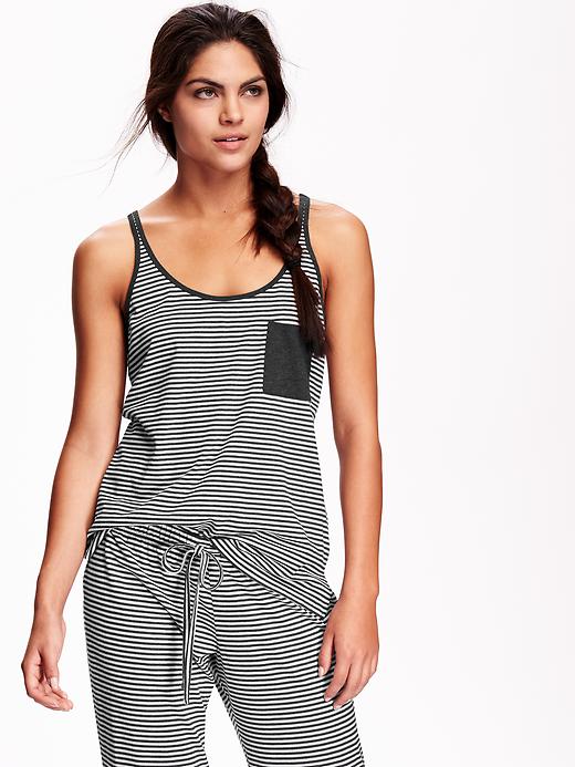 View large product image 1 of 2. Striped Jersey Lounge Tank