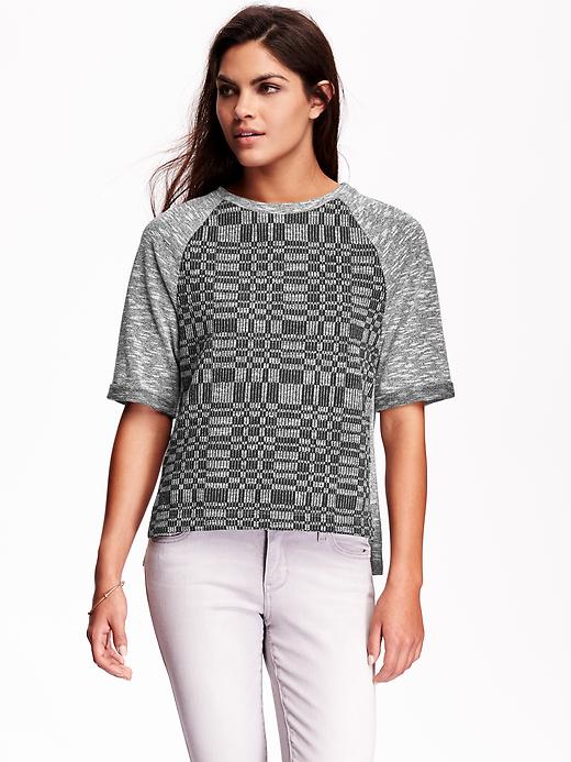 View large product image 1 of 2. Patterned-Front Top