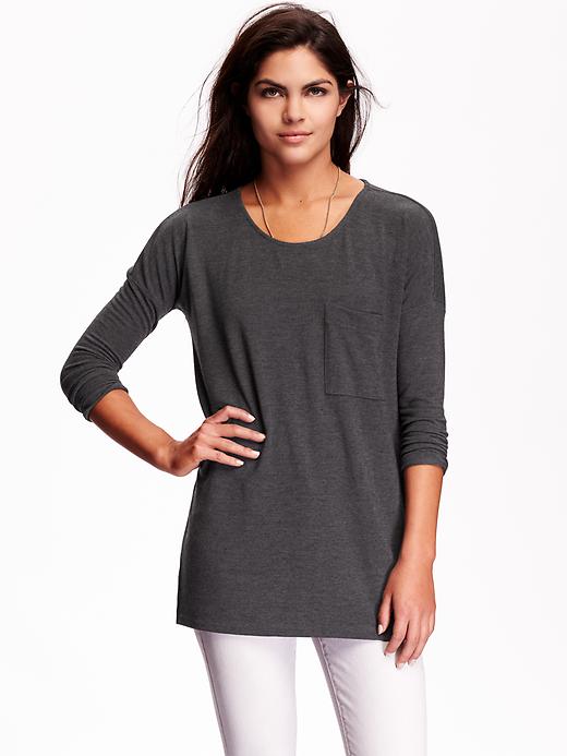 View large product image 1 of 1. 3/4-Sleeve Sweater-Knit Tunic