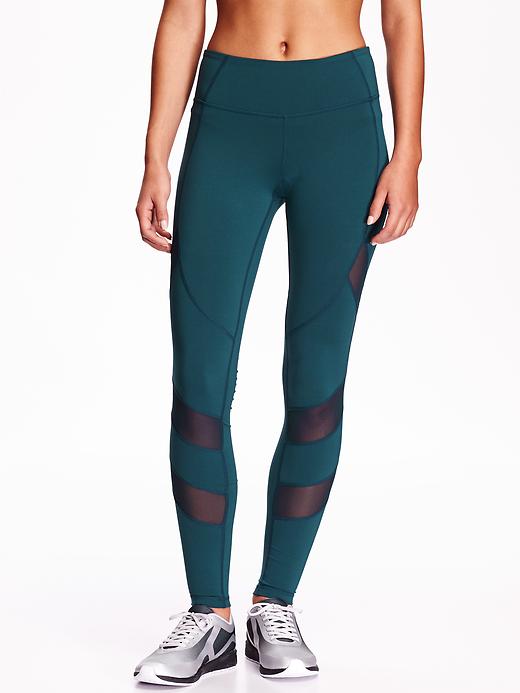 View large product image 1 of 1. Mesh-Panel Compression Leggings