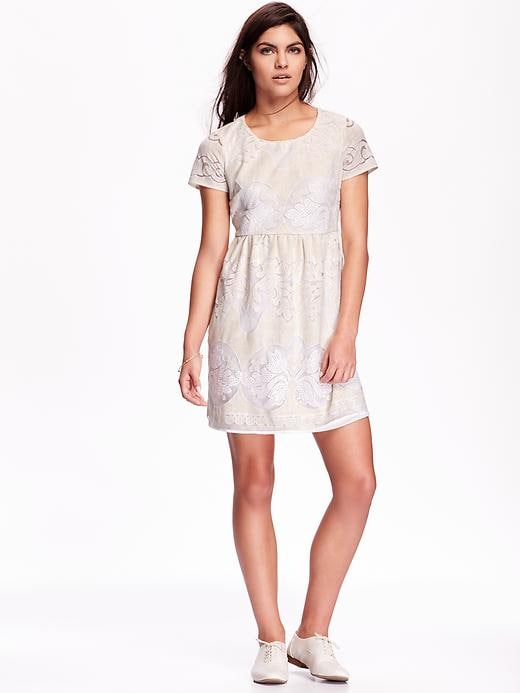 View large product image 1 of 2. Women's Short-Sleeve Lace Swing Dress