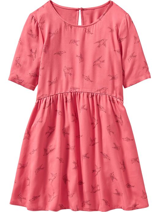 View large product image 1 of 1. Girls Patterned Half-Sleeve Dress