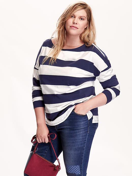 View large product image 1 of 2. Relaxed Striped Plus-Size Tee