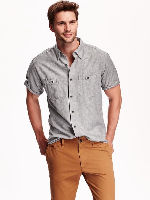 Slim-Fit Chambray Shirt For Men | Old Navy