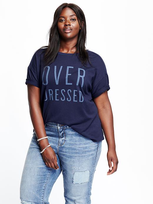 View large product image 1 of 1. Oversized Sporty Graphic Plus-Size Tee
