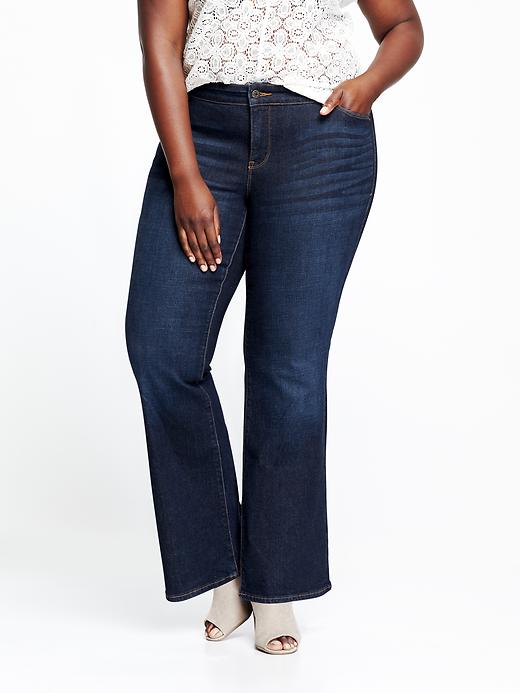 View large product image 1 of 2. Smooth & Slim Mid-Rise Plus-Size Boot-Cut Jeans
