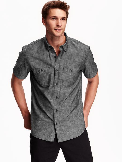 mens slim fit chambray shirt