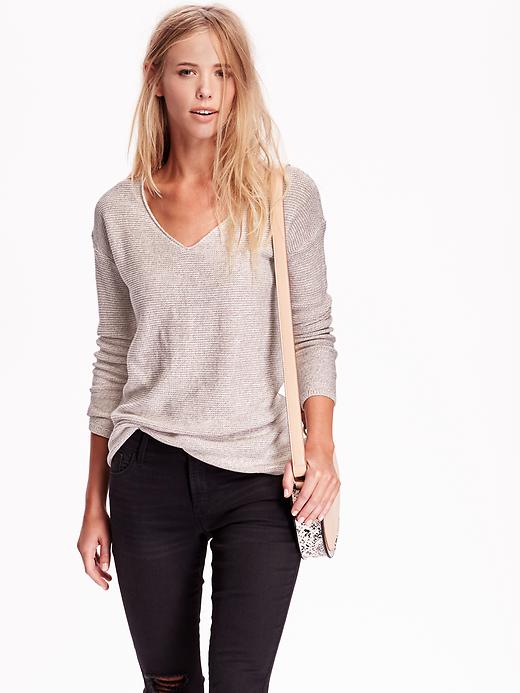 View large product image 1 of 1. Hi-Lo V-Neck Sweater