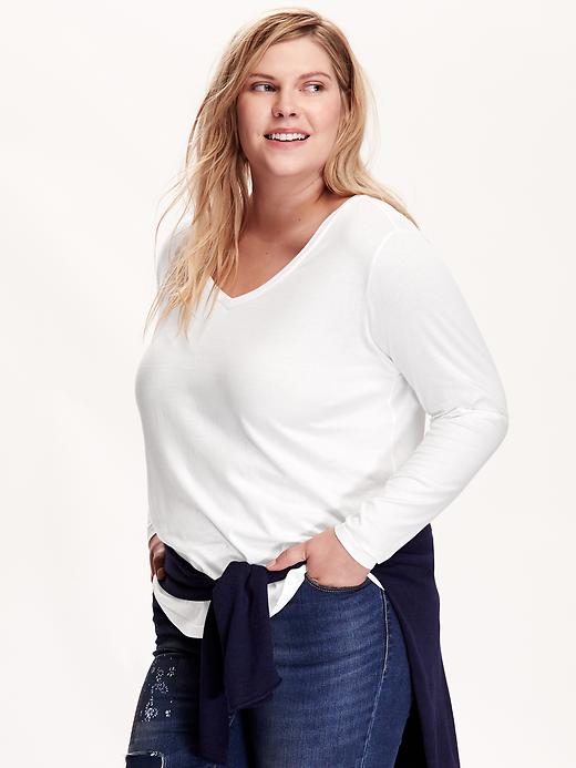 View large product image 1 of 2. Relaxed V-Neck Plus- Size Tee
