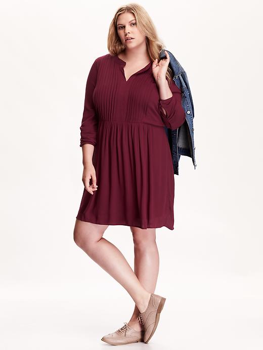 View large product image 1 of 2. Women's Plus Pintuck Swing Dress