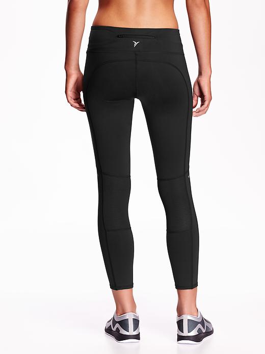 View large product image 2 of 2. Mid-Rise Mesh-Panel Compression Crops for Women