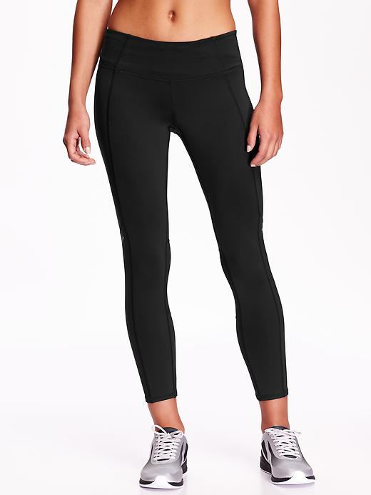 View large product image 1 of 2. Mid-Rise Mesh-Panel Compression Crops for Women