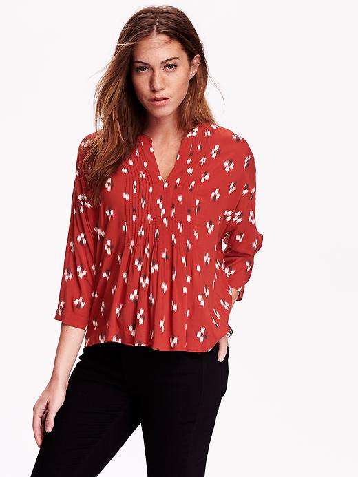 View large product image 1 of 2. Oversized Pintucked Blouse